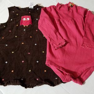 Gymboree Fall Homecoming 2T Used corduroy dress & bodysuit VGUC+